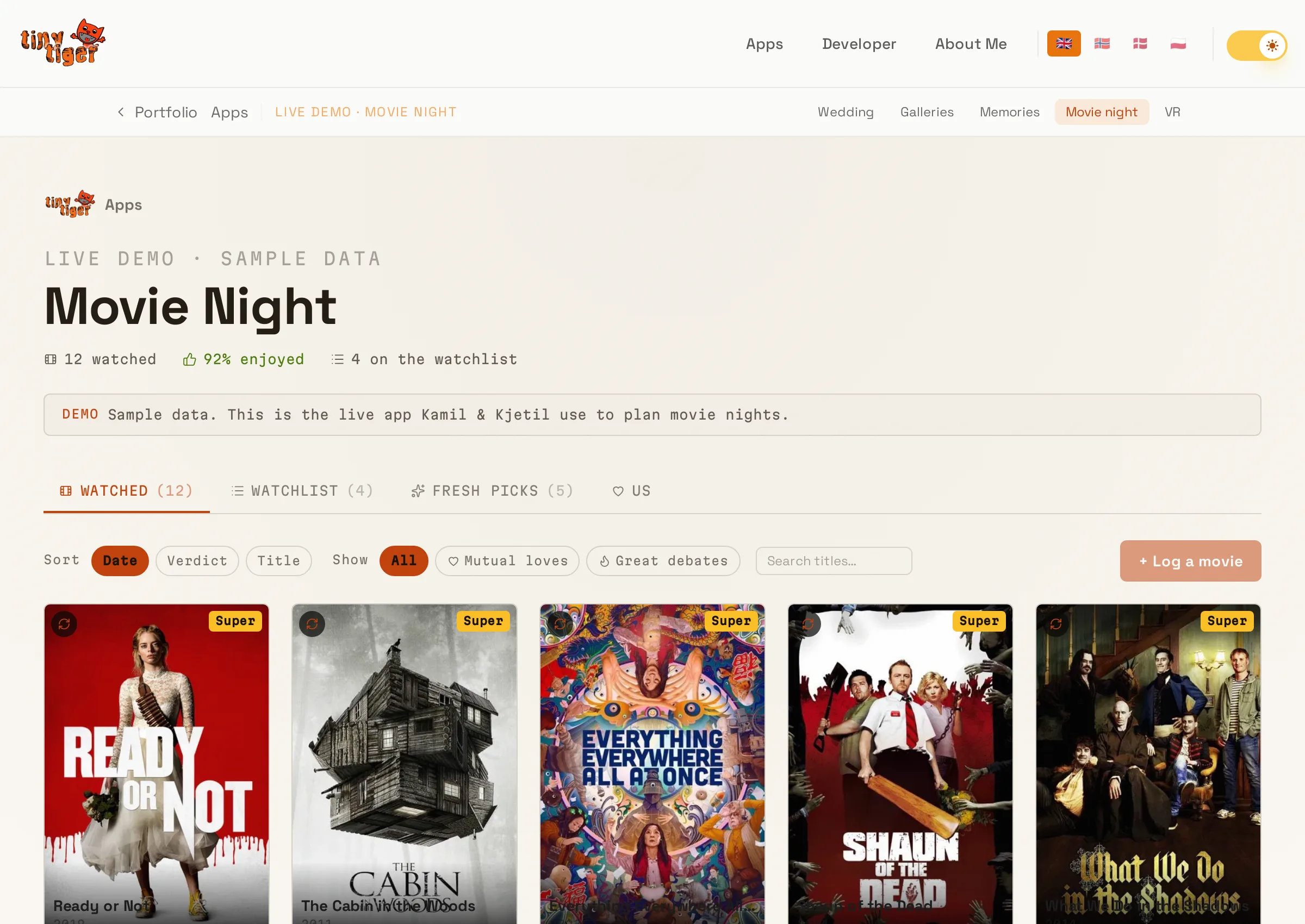Movie night picker — screenshot