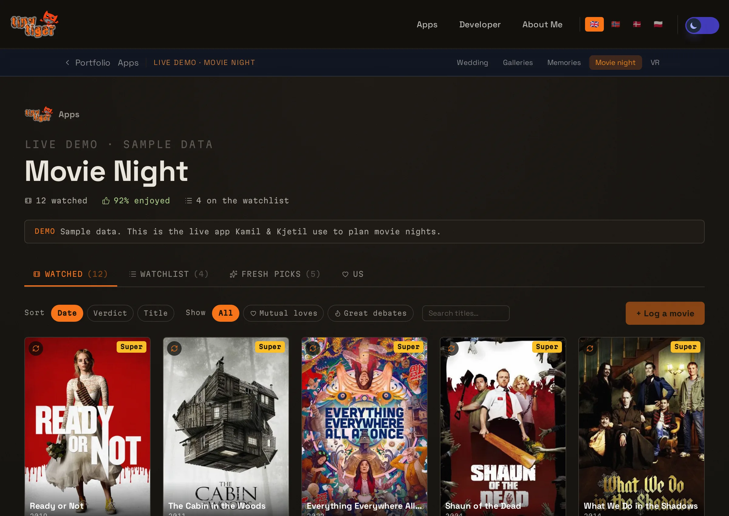 Movie night picker — screenshot