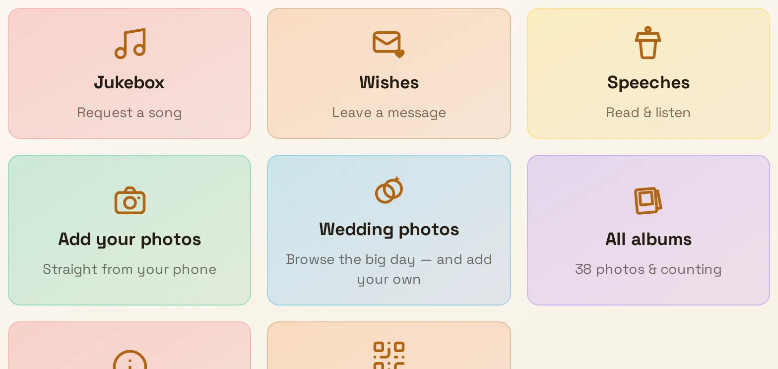 Wedding guest platform — screenshot