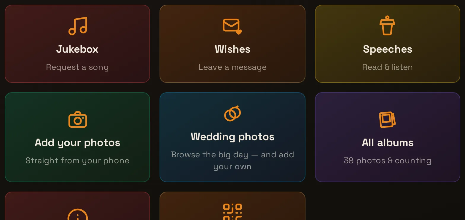Wedding guest platform — screenshot