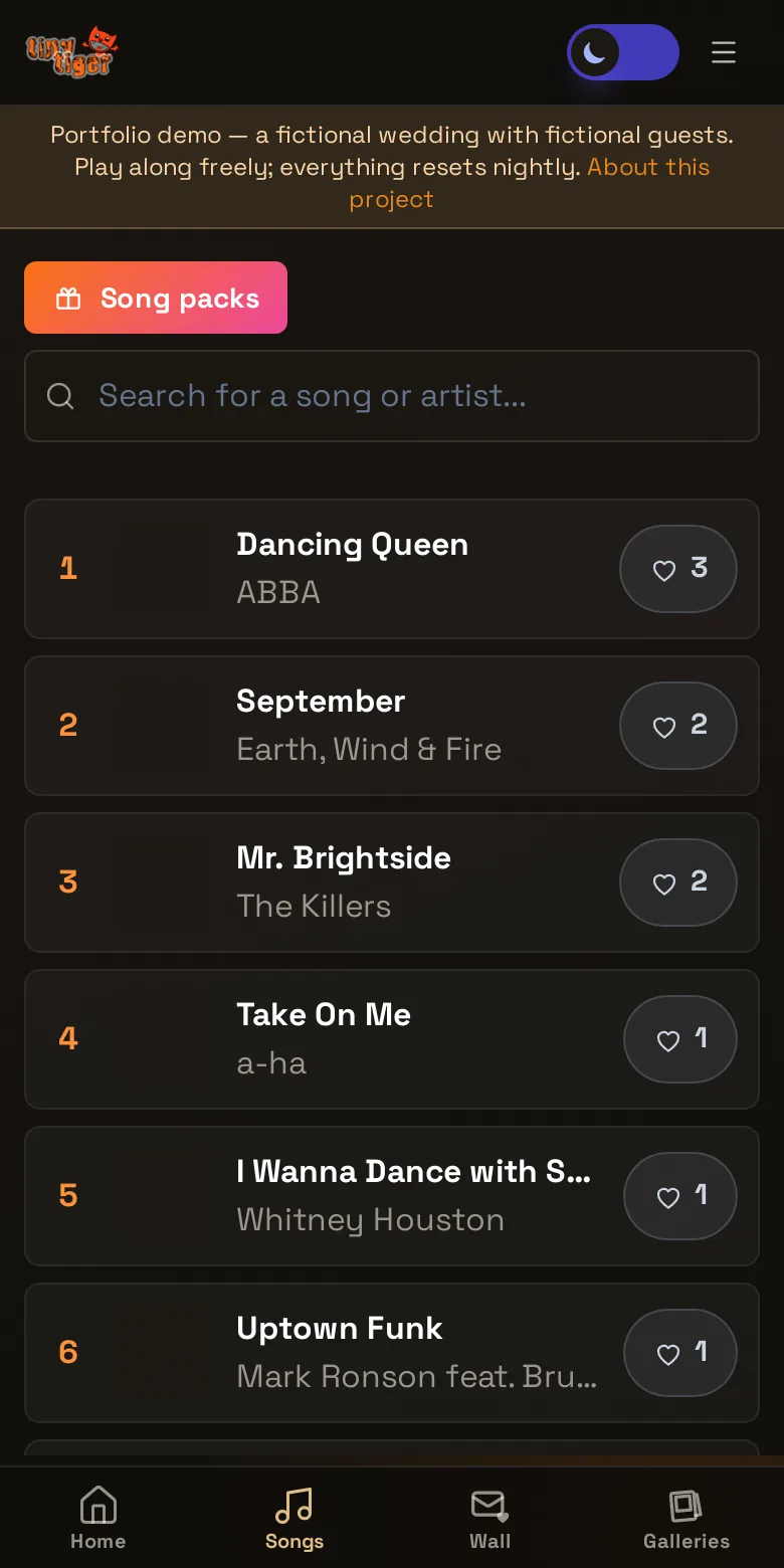 The jukebox — screen from the live app