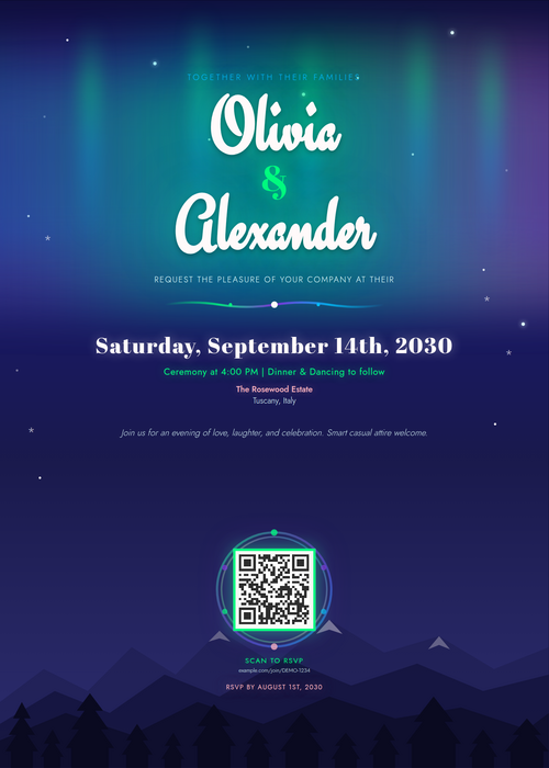 Invitation template: Aurora Borealis